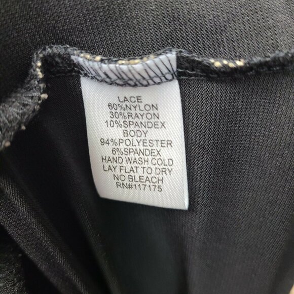 Haani Dress Womens Size L Large Black Tan Floral Lace Bell Sleeve Layered Look - Picture 6 of 6